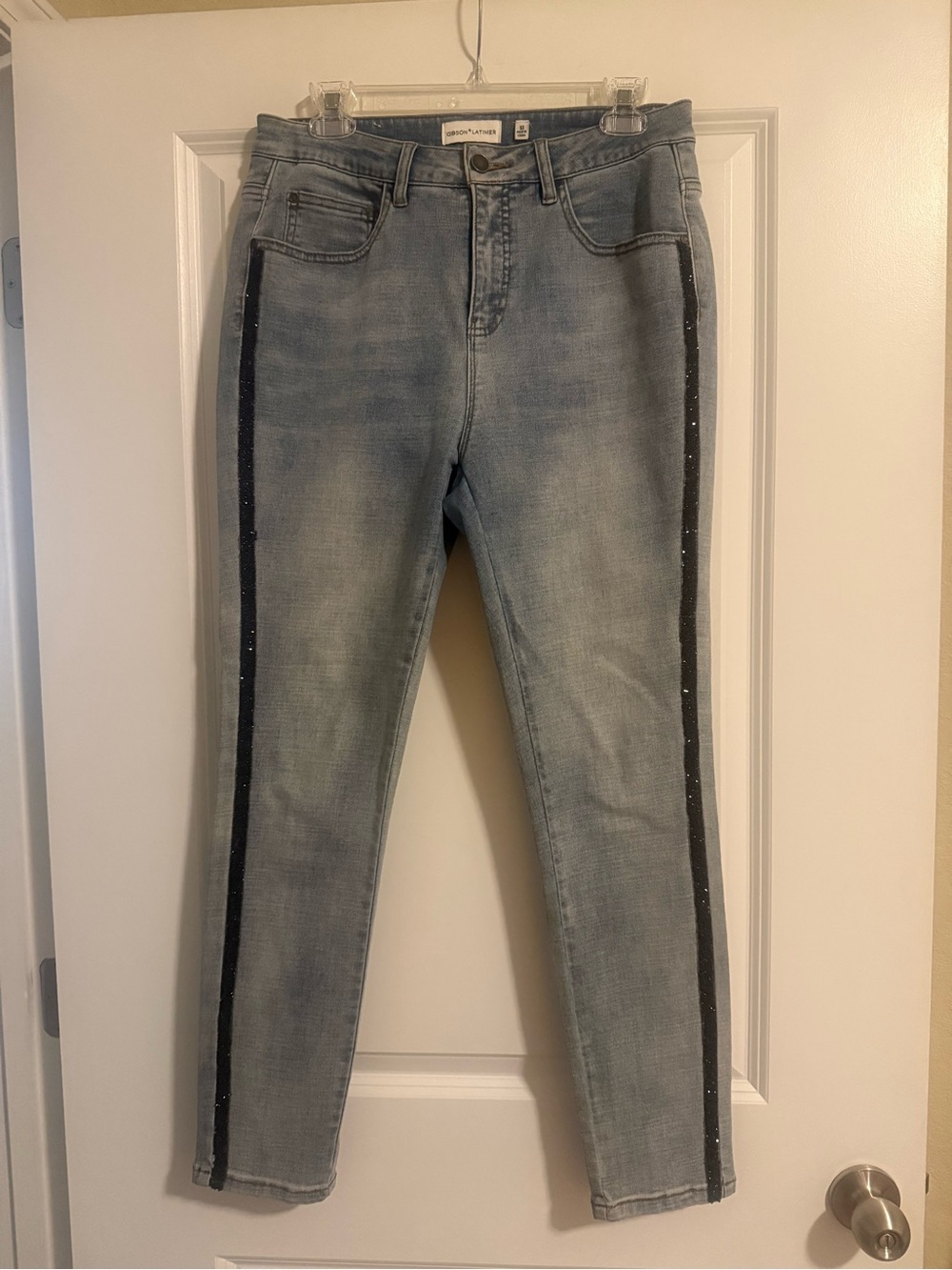 Gibson Latimer Light Wash Skinny Jeans with Black Side Stripes